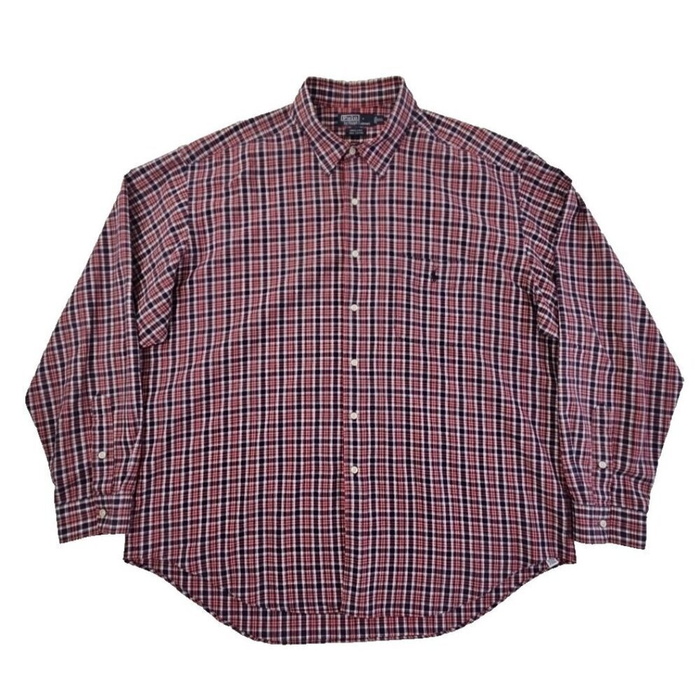 Polo‎ by Ralph Lauren Marlowe Shirt Men's XXL Red & Blue Plaid EUC Old Money